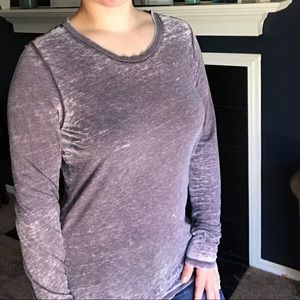 Washed purple long sleeve scoop neck